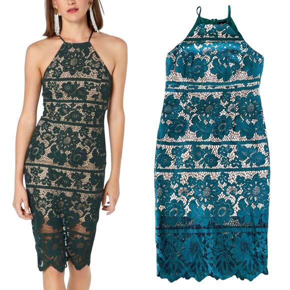 Bardot Lace Sheath Dress Bodycon Sexy - Picture 2 of 12